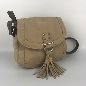 Clarks Tan Leather Shoulder Bag w/ Fringe